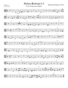 Partition ténor viole de gambe 2, alto clef, italien madrigaux, Schütz, Heinrich