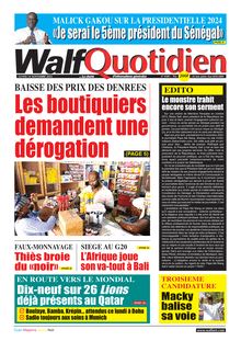 Walf Quotidien n°9189 - du lundi 14 novembre 2022