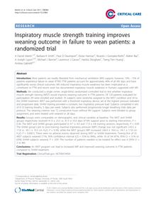 Inspiratory muscle strength training improves weaning outcome in failure to wean patients: a randomized trial