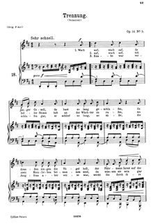 Partition No. 5: Trennung, chansons et Romances, Lieder und Romanzen par Johannes Brahms