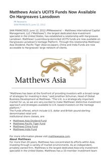 Matthews Asia s UCITS Funds Now Available On Hargreaves Lansdown