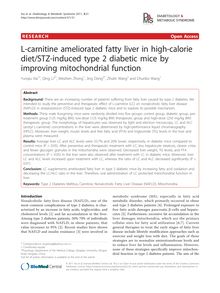 L-carnitine ameliorated fatty liver in high-calorie diet/STZ-induced type 2 diabetic mice by improving mitochondrial function