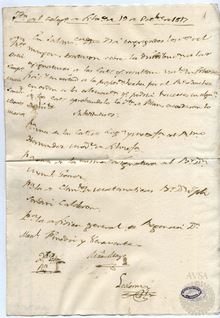 Borrador de la Junta de la Facultad de Filosofía celebrada el 19 de octubre de 1817