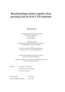 Benchmarking surface signals when growing GaP on Si in CVD ambients [Elektronische Ressource] / von Henning Döscher