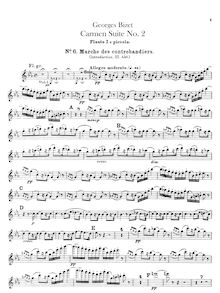 Partition flûte 1, 2 (both doubling Piccolo), Carmen  No.2, Bizet, Georges