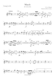 Partition trompette (B?), March, D major, Mozart, Wolfgang Amadeus