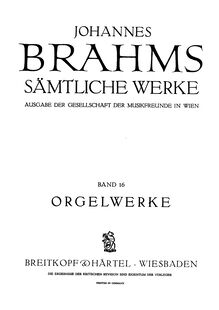 Partition Frontmatter (scan), Prelude et Fugue, A minor, Brahms, Johannes