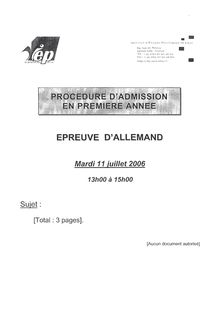 Allemand 2006 IEP Lille - Sciences Po Lille