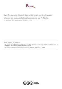 Les Romans du Renard, examinés, analysés et comparés d après les manuscrits les plus anciens, par A. Rothe.  ; n°1 ; vol.6, pg 379-379
