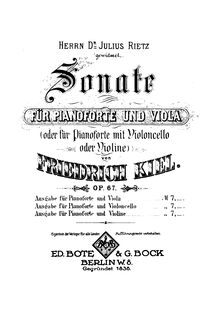 Partition de viole de gambe, viole de gambe Sonata, Sonata for Piano and Viola or Piano and Cello or Piano and Violin