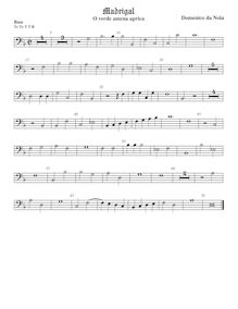 Partition viole de basse, O verde amena aprica, Nola, Giovanni Domenico da