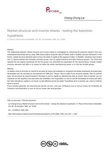 Market structure and income shares : testing the kaleckian hypothesis - article ; n°1 ; vol.60, pg 53-69