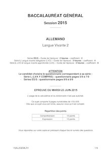 Bac 2015 - Allemand LV2 - L-ES-S