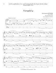 Partition Vorspiel 4, Leicht ausführbare Vor- und Nachspiele für die Orgel, bande 1