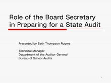 Role of the Board Secretary in Preparing for a State Audit