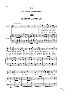 Partition 3, Chanson à danser, 40 Mélodies Poésies françaises par Victor Wilder