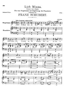 Partition complète, Lieb Minna, Darling Minna, Schubert, Franz