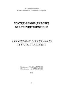 les genres littéraires d Yves Stalloni
