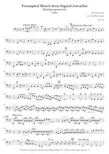 Partition de violoncelle, Sigurd Jorsalfar Op.56, Grieg, Edvard