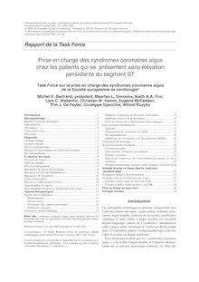 Syndromes coronariens aigus sans sus-décalage du segment ST (version française)