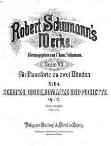 Partition complète, 4 Klavierstücke Op.32, 4 Piano Pieces, Schumann, Robert par Robert Schumann