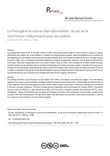 Le Portugal et le nouvel internationalisme : le cas de la commission indépendante pour les océans - article ; n°1 ; vol.22, pg 75-88