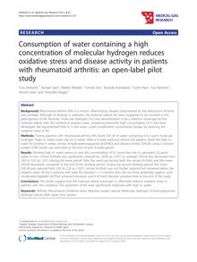 Consumption of water containing a high concentration of molecular hydrogen reduces oxidative stress and disease activity in patients with rheumatoid arthritis: an open-label pilot study