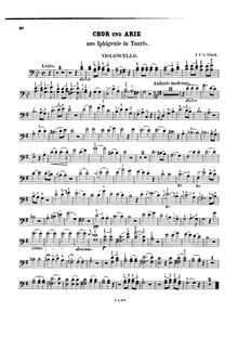 Partition de violoncelle, Iphigénie en Tauride, Tragédie en quatre actes par Christoph Willibald Gluck