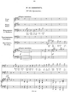 Partition , quintette (soprano, ténor, baryton, et pour two basses), pour Mandarin s Son