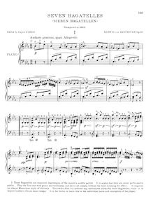 Partition complète, Seven Bagatelles, E♭ major  C major  F major  A major  C major  D major  A♭ major par Ludwig van Beethoven