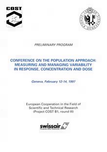 Preliminary programConference on the population approach