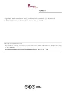 Siguret, Territoires et populations des confins du Yunnan - article ; n°1 ; vol.41, pg 445-447