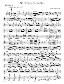 Partition violons I, 4 norvégien Dances, Op.35, Grieg, Edvard