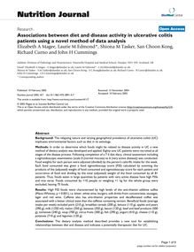 Associations between diet and disease activity in ulcerative colitis patients using a novel method of data analysis