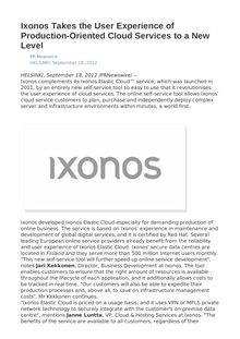 Ixonos Takes the User Experience of Production-Oriented Cloud Services to a New Level