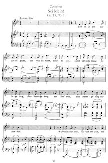 Partition complète, 4 chansons, Op.15, Cornelius, Peter par Peter Cornelius