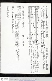 Partition complète et parties, Sinfonia en D major, GWV 541