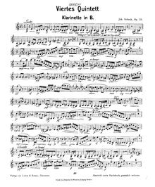 Partition clarinette , partie, vent quintette No.4, Op.23, Sobeck, Johann