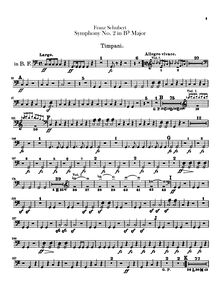 Partition timbales, Symphony No.2, B♭ Major, Schubert, Franz