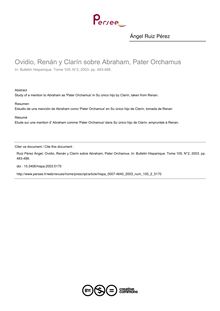 Ovidio, Renán y Clarín sobre Abraham, Pater Orchamus - article ; n°2 ; vol.105, pg 483-488