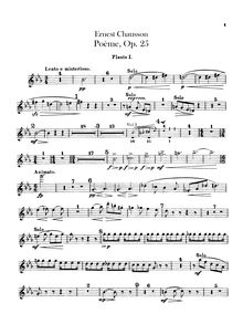 Partition flûte 1, 2, Poème, Op.25, Chausson, Ernest
