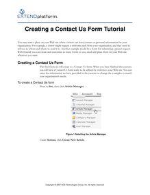 Creating a Contact Us Form Tutorial