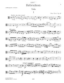 Partition viole de gambe, Hebraikon. Streichquartett über hebräische Melodien, Op. 14, von Paul Ertel.