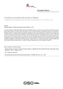 L eredità municipale del ducato di Napoli - article ; n°1 ; vol.107, pg 77-97