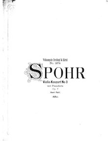 Partition de piano, violon Concerto No.3, Op.7, Spohr, Louis