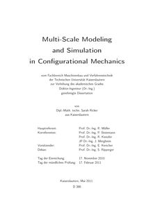 Multi-Scale Modeling and Simulation in Configurational Mechanics [Elektronische Ressource] / Sarah Ricker. Betreuer: Ralf Müller ; Paul Steinmann ; Reinhold Kienzler ; Julia Mergheim
