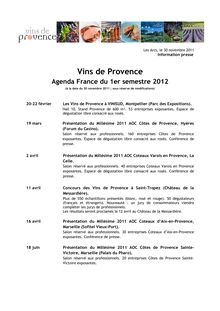 Vins de Provence - Agenda France 2012