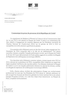 Le communiqué du parquet de Créteil publié le 4 juin 2015