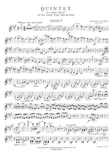 Partition violon 2, Piano quintette No.2, Dvořák, Antonín par Antonín Dvořák