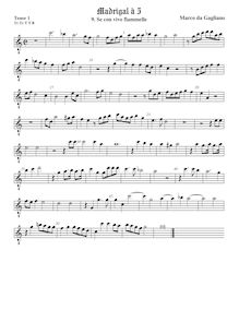 Partition ténor viole de gambe 1, octave aigu clef, Madrigali a cinque voci, Libro 1 par Marco da Gagliano